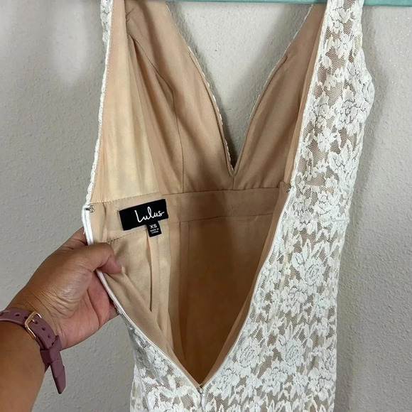 Lulus Fashion Lace Off Ivory Lace Dress beige off white size XS - Picture 11 of 15
